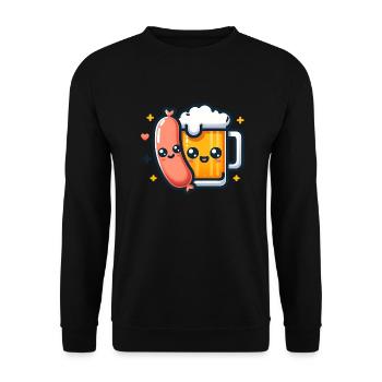 Beer and sausage go together - Unisex Sweatshirt - black - Front - Alina (178cm) & Michal (187cm)