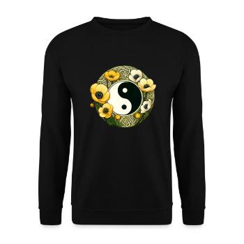 Floral Yin Yang - Unisex Sweatshirt - black - Front - Alina (178cm) & Michal (187cm)