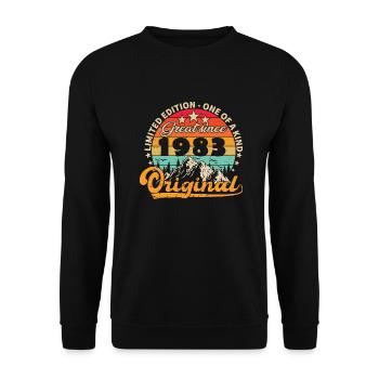 Vintage Born 1983 Geburtstagsgeschenk. - Unisex Pullover - Schwarz - Vorne - Alina (178cm) & Michal (187cm)