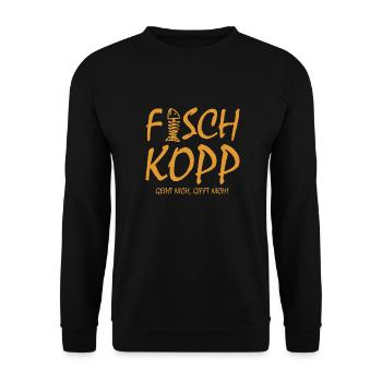 Fischkopp Fisch Fischkopf Küste Angler Fischer - Unisex Pullover - Schwarz - Vorne - Alina (178cm) & Michal (187cm)