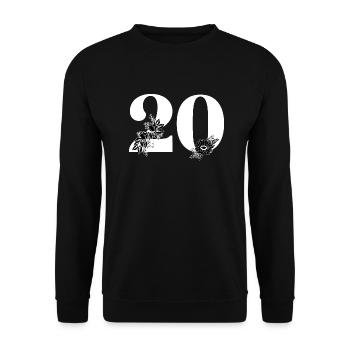 Numéro 20 floral noir -20e anniversaire floral - Sweat-shirt Unisexe - noir - Devant - Alina (178cm) & Michal (187cm)