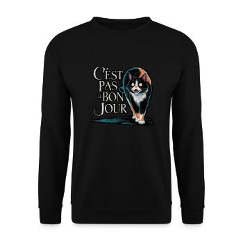 Angry cat - not on the right day - Unisex Sweatshirt - black - Front - Alina (178cm) & Michal (187cm)