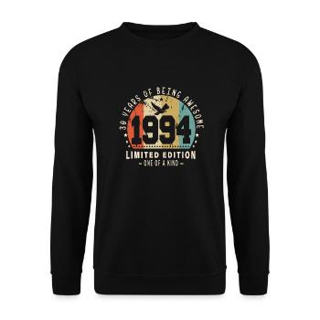 Original Geboren 1994 Authentisches Geschenk 1994 Bursdag - Unisex Pullover - Schwarz - Vorne - Alina (178cm) & Michal (187cm)