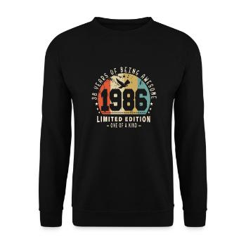 Original Geboren im Jahr 1986 Authentisches Geschenk 1986 Bursdag - Unisex Pullover - Schwarz - Vorne - Alina (178cm) & Michal (187cm)