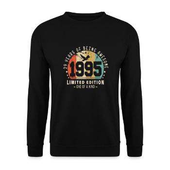 Original Jahrgang 1995 Authentisches Geschenk 1995 Bursdag - Unisex Pullover - Schwarz - Vorne - Alina (178cm) & Michal (187cm)