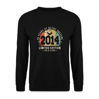 Original Geboren im Jahr 2014 Authentisches Geschenk 2014 Bursdag - Unisex Pullover - Schwarz - Vorne - Alina (178cm) & Michal (187cm)