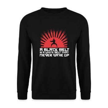 A Black Belt Is A White Belt That Never Gave Up - Unisex Sweatshirt - black - Front - Alina (178cm) & Michal (187cm)