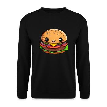 Bande dessinée Burger drôle - Sweat-shirt Unisexe - noir - Devant - Alina (178cm) & Michal (187cm)