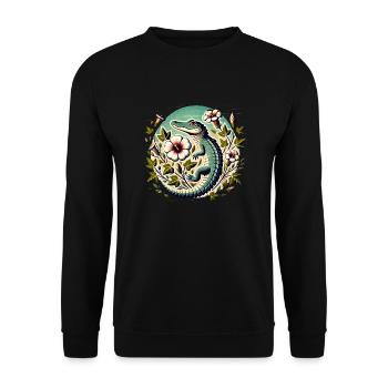Retro Alligator - Unisex Pullover - Schwarz - Vorne - Alina (178cm) & Michal (187cm)