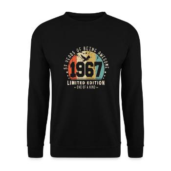 Original Geboren 1967 Authentisches Geschenk 1967 Bursdag - Unisex Pullover - Schwarz - Vorne - Alina (178cm) & Michal (187cm)