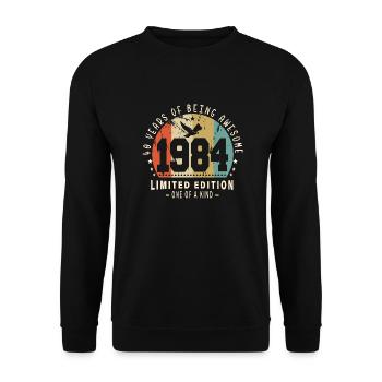 Original Geboren im Jahr 1984 Authentisches Geschenk 1984 Bursdag - Unisex Pullover - Schwarz - Vorne - Alina (178cm) & Michal (187cm)