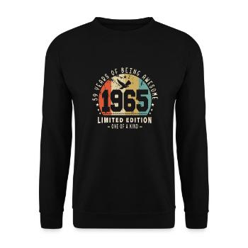Original Geboren 1965 Authentisches Geschenk 1965 Bursdag - Unisex Pullover - Schwarz - Vorne - Alina (178cm) & Michal (187cm)