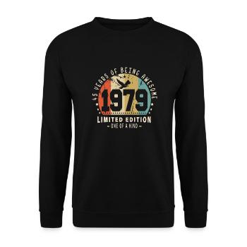 Original Geboren 1979 Authentisches Geschenk 1979 Bursdag - Unisex Pullover - Schwarz - Vorne - Alina (178cm) & Michal (187cm)