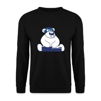 drôle DJ ours polaire mixeur Cool fête musique ours - Sweat-shirt Unisexe - noir - Devant - Alina (178cm) & Michal (187cm)