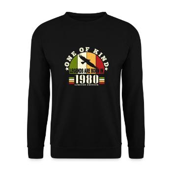 Legend Born 1980 anniversaire 44 ans - Sweat-shirt Unisexe - noir - Devant - Alina (178cm) & Michal (187cm)