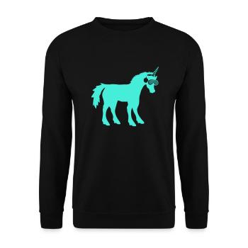 Cool Cyan DJ Licorne Créature mythique Fête Musique de club - Sweat-shirt Unisexe - noir - Devant - Alina (178cm) & Michal (187cm)