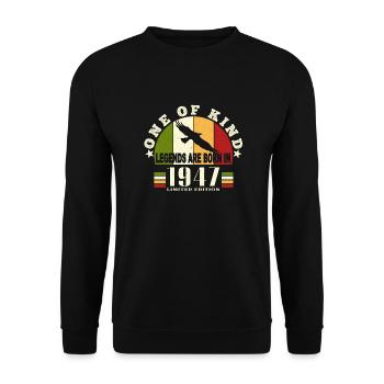 Legend Born 1947 anniversaire 77 ans - Sweat-shirt Unisexe - noir - Devant - Alina (178cm) & Michal (187cm)