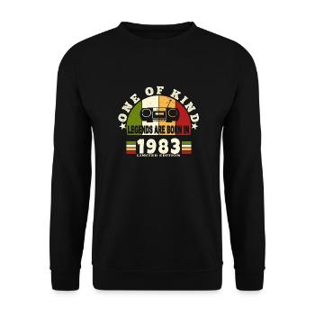 1983 Geburt der Legende 1983 Jahrgang 1983 Geburtstage - Unisex Pullover - Schwarz - Vorne - Alina (178cm) & Michal (187cm)