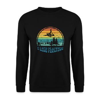 Ich mag Schweben - Retro Skydiving - Unisex Pullover - Schwarz - Vorne - Alina (178cm) & Michal (187cm)
