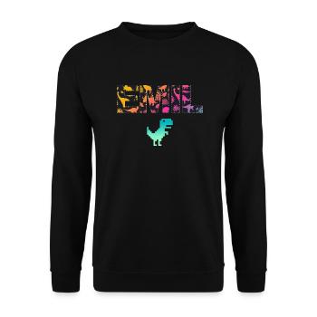 EMIL - Beautiful boy name with dinosaur - Unisex Sweatshirt - black - Front - Alina (178cm) & Michal (187cm)