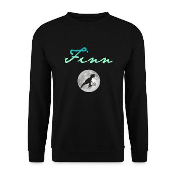 FINN - Beau prénom de garçon avec dinosaure - Sweat-shirt Unisexe - noir - Devant - Alina (178cm) & Michal (187cm)