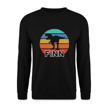FINN - Beau prénom de garçon avec dinosaure - Sweat-shirt Unisexe - noir - Devant - Alina (178cm) & Michal (187cm)