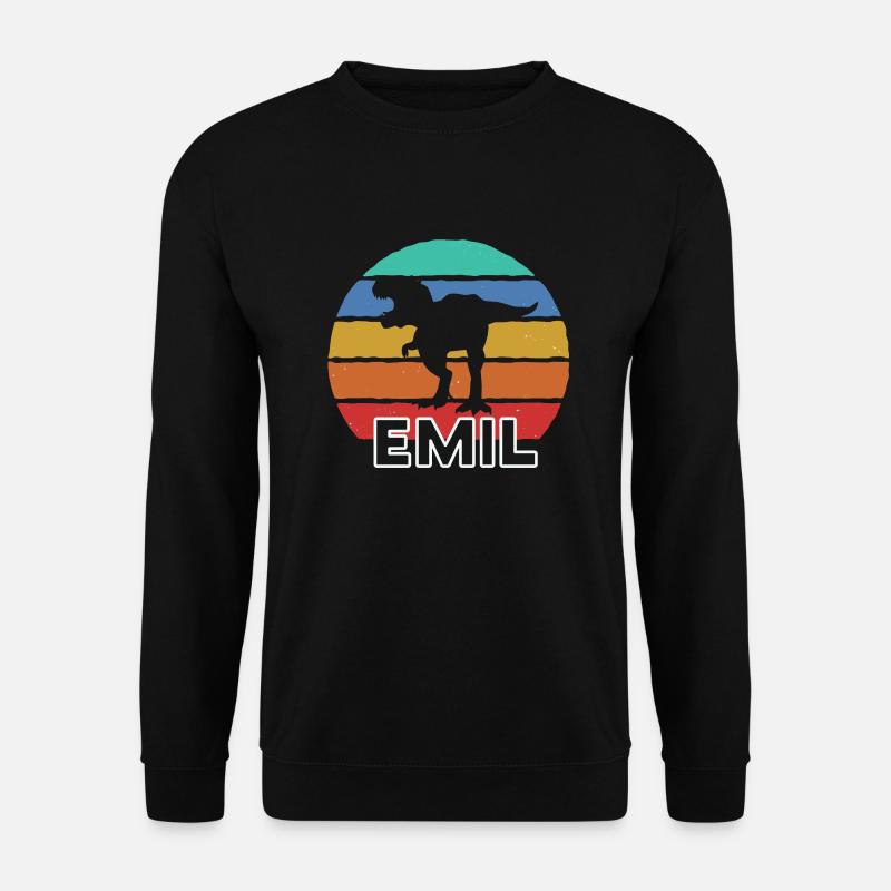 EMIL - Schöner Jungen Name mit Dinosaurier - Unisex Pullover - Schwarz