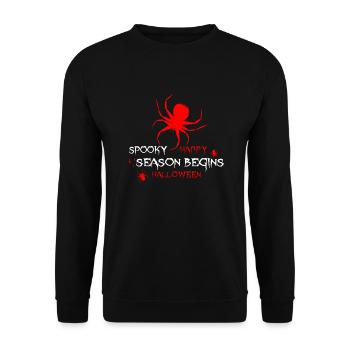 Halloween Spinne Gruselzeit - Unisex Pullover - Schwarz - Vorne - Alina (178cm) & Michal (187cm)