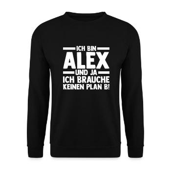 Alexander Alexandra Alexa Alex - Unisex Pullover - Schwarz - Vorne - Alina (178cm) & Michal (187cm)