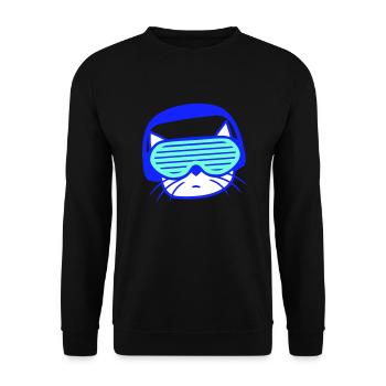 DJ Katze Kopf Gesicht Party Club Musik Haustier - Unisex Pullover - Schwarz - Vorne - Alina (178cm) & Michal (187cm)