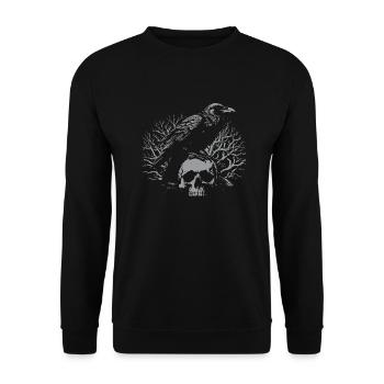 Raven sitting on the skull - Unisex Sweatshirt - black - Front - Alina (178cm) & Michal (187cm)