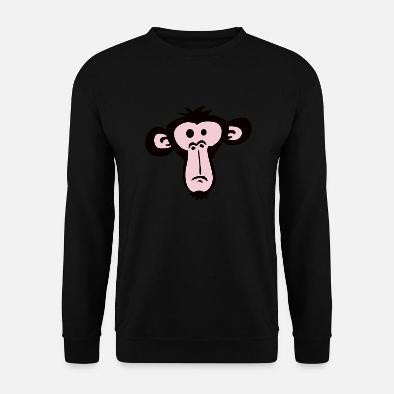 Sad Confused Monkey Head Boredom Face - Unisex Sweatshirt - black