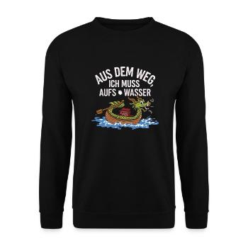 Aus dem Weg, ich muss aufs Wasser - Unisex Pullover - Schwarz - Vorne - Alina (178cm) & Michal (187cm)