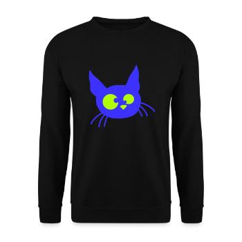 Crazy Cat Squints Funny Eyes Grimace Fun - Unisex Sweatshirt - black - Front - Alina (178cm) & Michal (187cm)