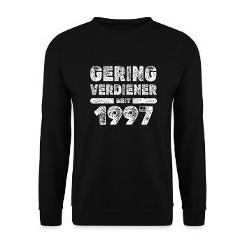 Jahrgang 1997 - Unisex Pullover - Schwarz - Vorne - Alina (178cm) & Michal (187cm)