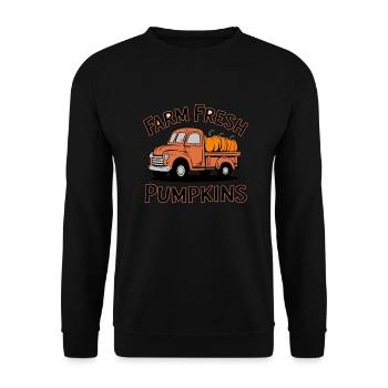 Farm Fresh Pumpkins - Kürbis Herbst Auto Vintage - Unisex Pullover - Schwarz - Vorne - Alina (178cm) & Michal (187cm)
