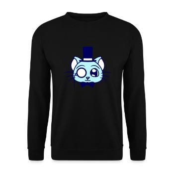 Sir Cat Gentleman Chapeau haut de forme Monocle Rich Gentleman - Sweat-shirt Unisexe - noir - Devant - Alina (178cm) & Michal (187cm)