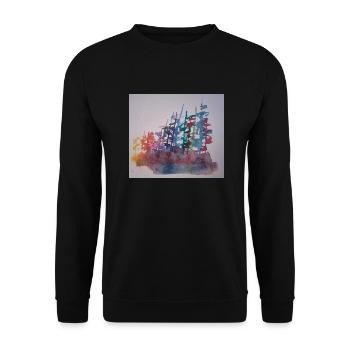 Wald - Unisex Pullover - Schwarz - Vorne - Alina (178cm) & Michal (187cm)
