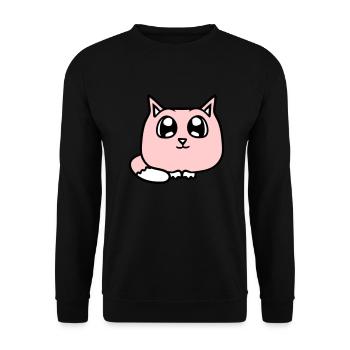 chat mignon a l’air heureux souriant chaton amusant - Sweat-shirt Unisexe - noir - Devant - Alina (178cm) & Michal (187cm)