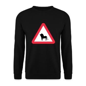 Caution Lion Warning - Unisex Sweatshirt - black - Front - Alina (178cm) & Michal (187cm)