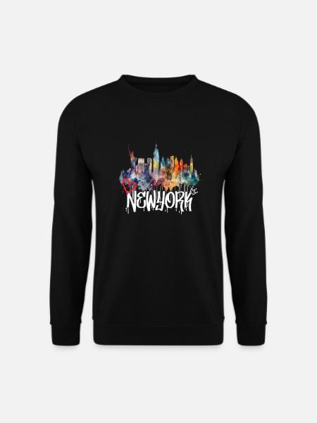 New York Skyline Graffiti Schriftzug - Unisex Pullover - Schwarz