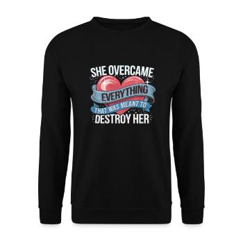She Overcame What Was Meant To Destroy 9 - Unisex Pullover - Schwarz - Vorne - Alina (178cm) & Michal (187cm)