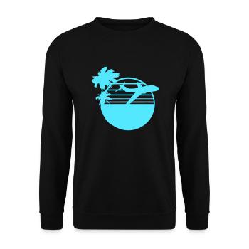 Avion Palmiers Flying Beach Strip Voyage en mer - Sweat-shirt Unisexe - noir - Devant - Alina (178cm) & Michal (187cm)