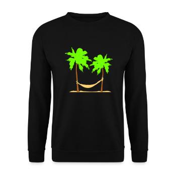 Hamac sous 2 palmiers loisirs plage dormir - Sweat-shirt Unisexe - noir - Devant - Alina (178cm) & Michal (187cm)