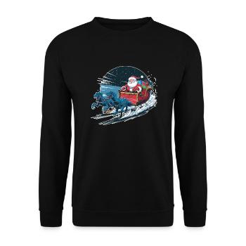 Santa Claus riding a sleigh - Unisex Sweatshirt - black - Front - Alina (178cm) & Michal (187cm)