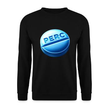 Percocet Blaue Pille mit Gravur PERC - Unisex Pullover - Schwarz - Vorne - Alina (178cm) & Michal (187cm)