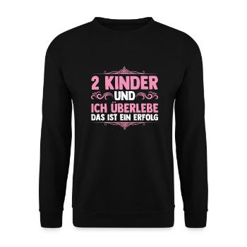 Mama Von 2 Kindern - Unisex Pullover - Schwarz - Vorne - Alina (178cm) & Michal (187cm)