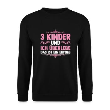 Mama Von 3 Kindern - Unisex Pullover - Schwarz - Vorne - Alina (178cm) & Michal (187cm)