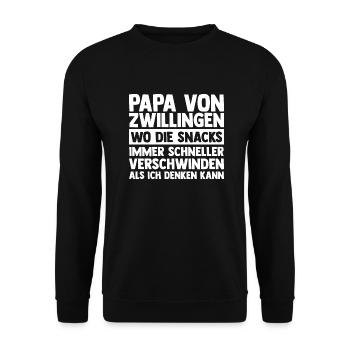 Dad of twins - Unisex Sweatshirt - black - Front - Alina (178cm) & Michal (187cm)