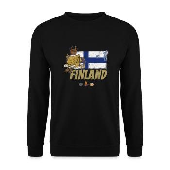 Finland Moose Vintage Flag and Tent Souvenir - Unisex Sweatshirt - black - Front - Alina (178cm) & Michal (187cm)